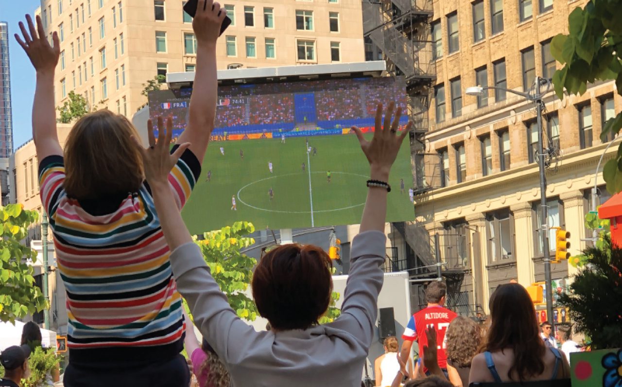 Watch the World Cup live outside the Oculus.